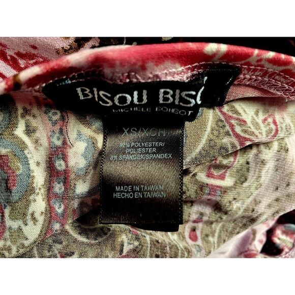 Bisou Bisou Michele Bohbot Paisley Print Hi-Low Godet Skirt XS Elastic Waist - Picture 5 of 5